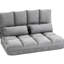 Chaise de sol pliante, dossier et appui-tête réglables, 2 coussins, lit gris, peu encombrant, canapé, lit gris, économiseur, structure