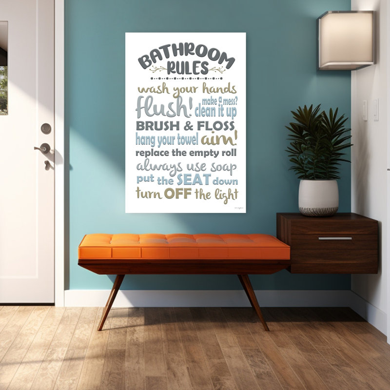 «Bathroom Rules», art abstrait contemporain, H 48 po x l 32 po