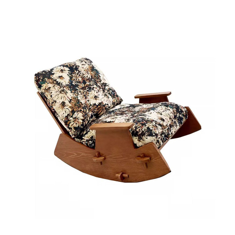 Chaise berçante en bois massif Vintage, Brun