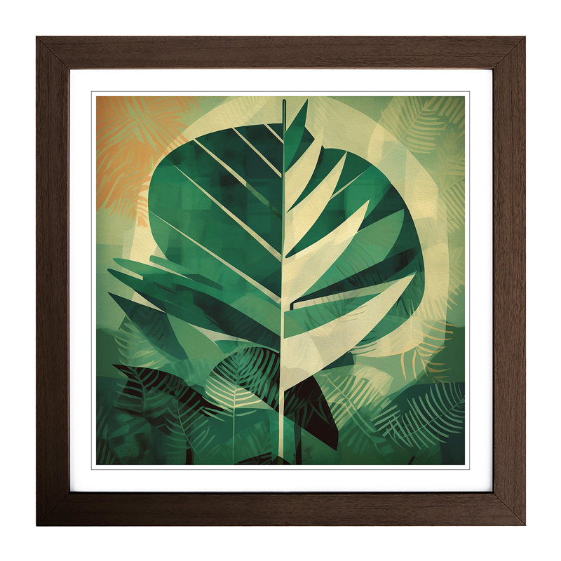 Tropical Leaf Constructivism No.1 - Framed Print, Walnut