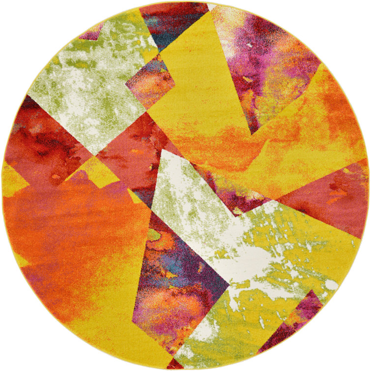 Stilson Abstract Yellow/Red Area Rug