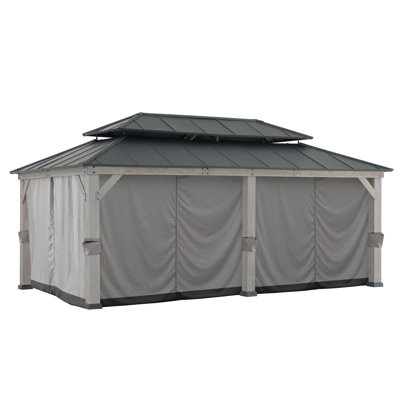 Sunjoy Replacement Gazebo Curtain Panles,Waterproof 6-Panel Screen Walls Outdoor Curtain for 12 x 20 ft Gazebo, Patio & Backyard Protection