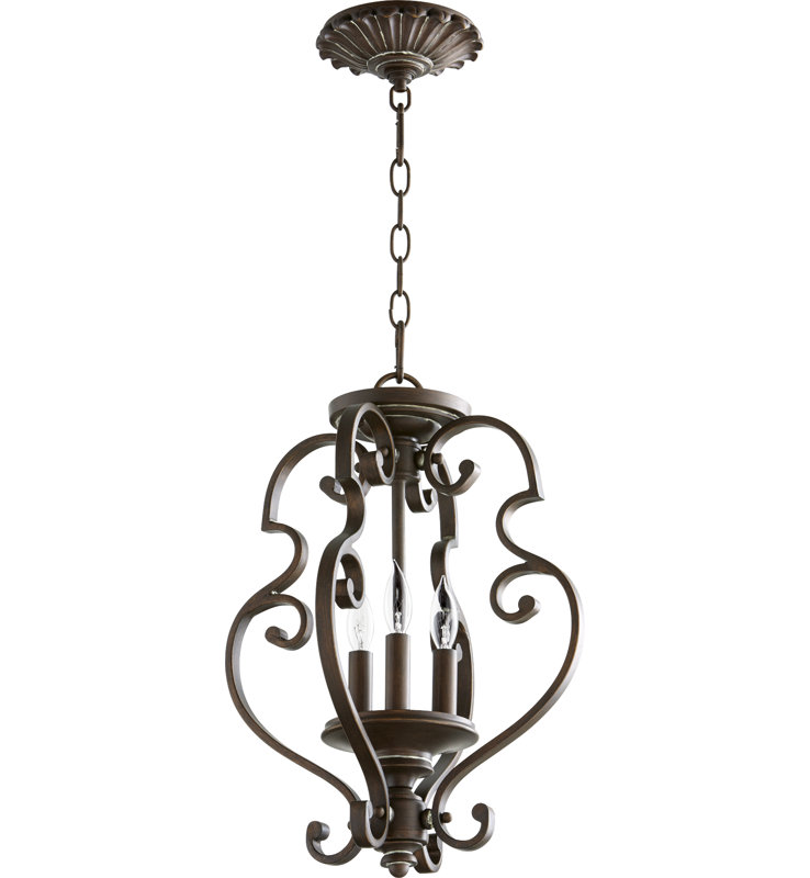 Luminaire suspendu géométrique à 3 lumières Salome, Cuivre vintage