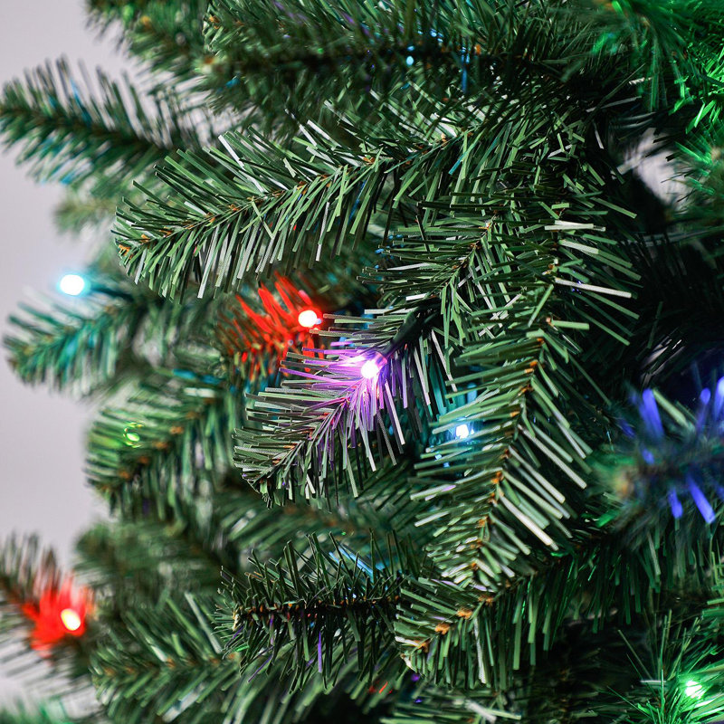 Home Heritage 9' Color Blast Pencil Pine Prelit Christmas Tree, 250 LED Lights