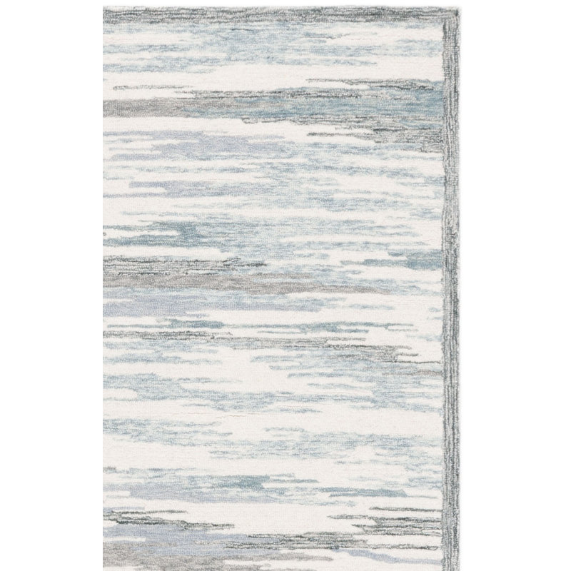 Lashonia 106 Hand Tufted Wool/Cotton Abstract Indoor Use Only Rug in Ivory/Gray, Runner 2'3" x 9'