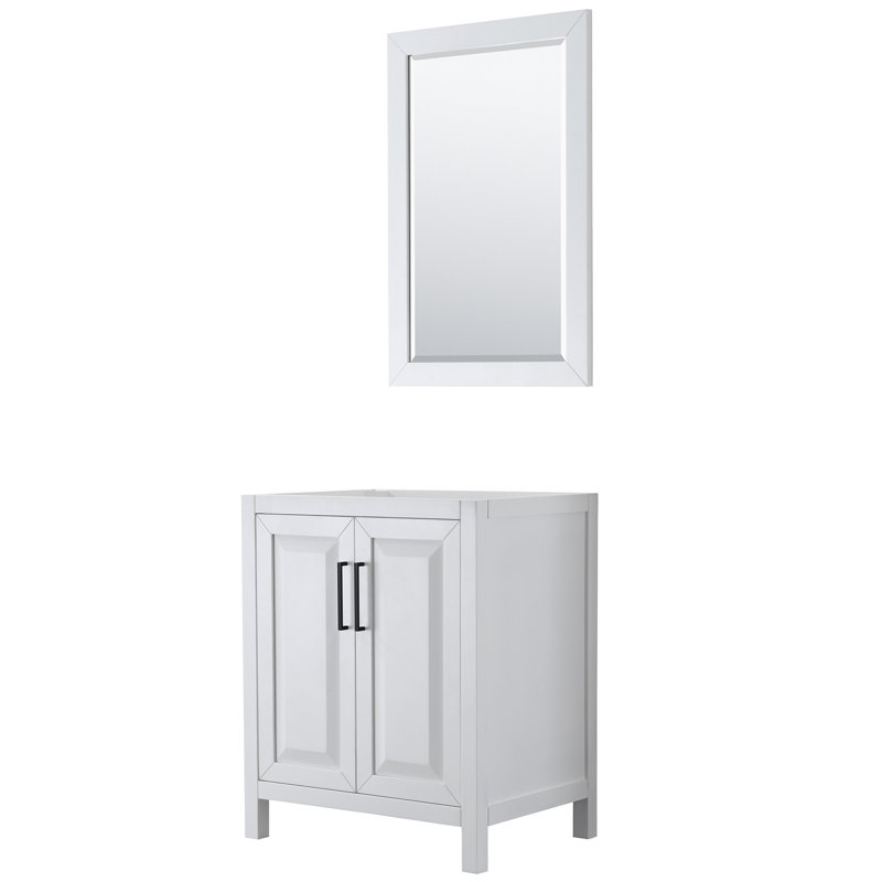 Base de meuble-lavabo simple pour salle de bain 29" avec miroir seulement Daria, Blanc / noir mat