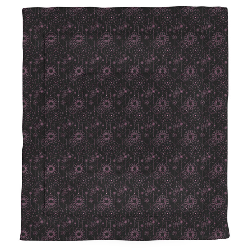 Édredon simple réversible Katelyn Elizabeth Astrology, Édredon très grand, Noir / Rose