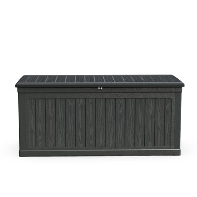 Xxl Deck Storage, 260 Gallon, Black, Waterproof Resin, Lockable, Double - Wall Construction, Ideal For Storing Pool Equipment, Garden Tools, And Can Function As Extra Table Gallon Black Box, , Stores