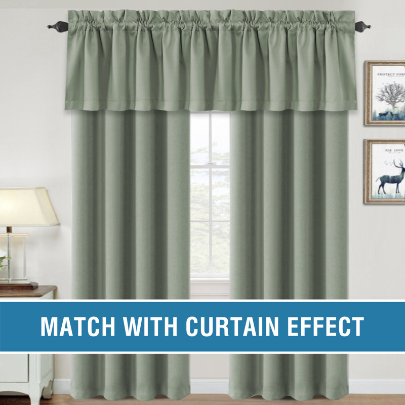 100% Blackout Curtain Valances for Kitchen Windows/Bathroom/Living Room/Bedroom Thermal Insulated Rod Pocket Valances for Windows, 4 Pack, 52" x 18"