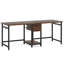 Bureau d'ordinateur 79 pouces pour deux personnes avec tiroirs et tablettes de rangement, table de travail double extra longue avec crochets, bureau d'écriture industriel pour bureau à domicile, brun rustique-1972104858