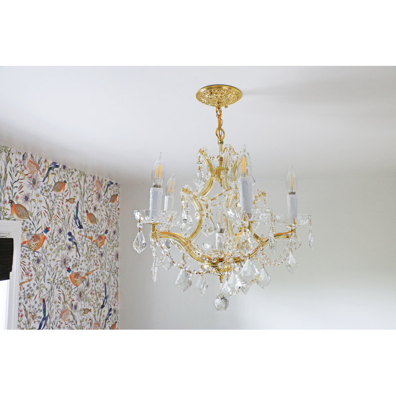 Lustre traditionnel style bougie Wehr, Swarovski Spectra, Argent