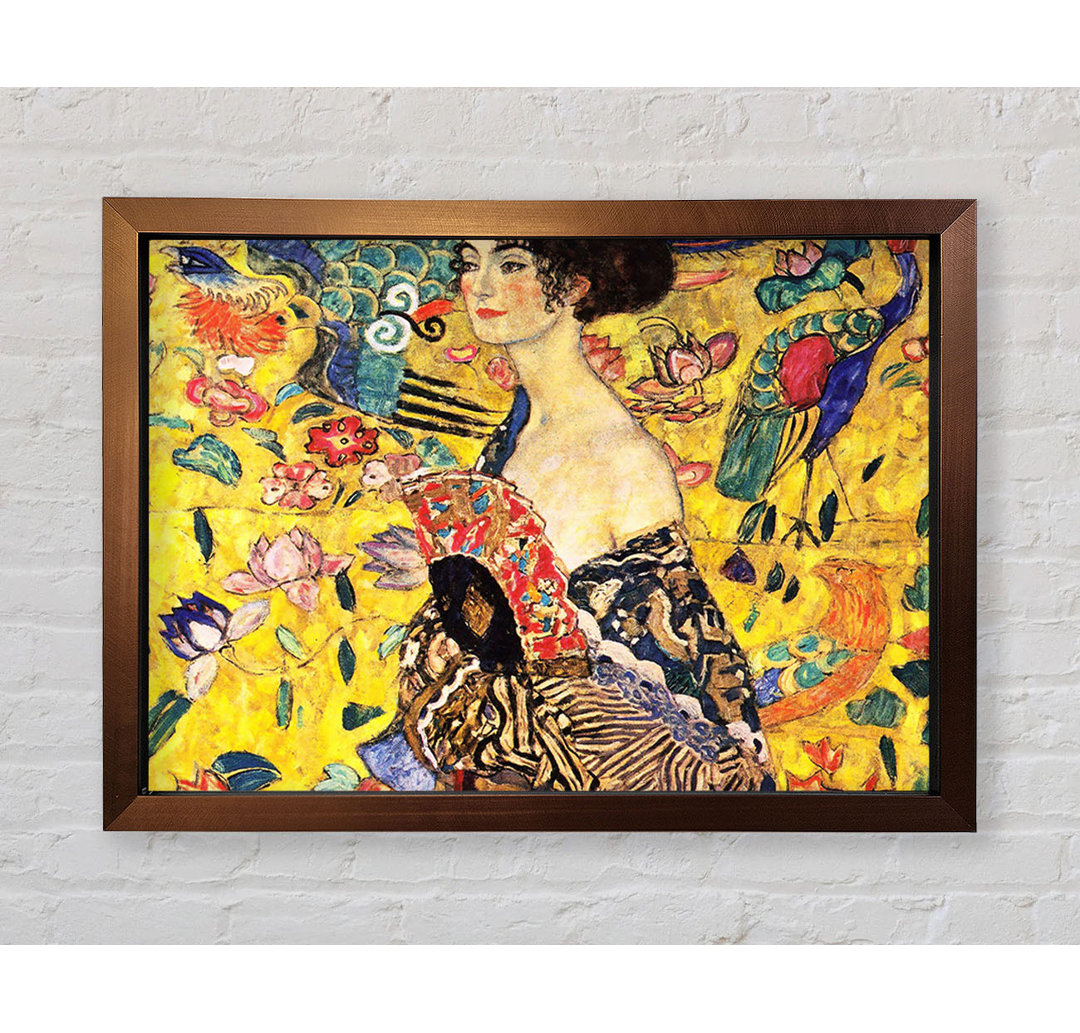 Gerahmtes Leinwandbild Klimt Lady with Fan Framed Print