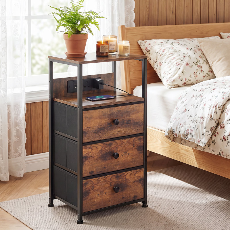 Bedside Table, Rustic Brown