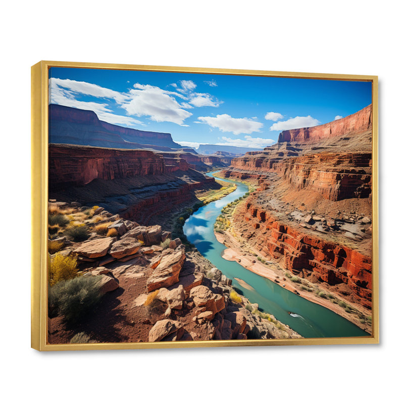 «USA Grand Canyon Majesty», art sur toile États-Unis, H 16 po x l 32 po x P 1 po, Cadre flottant doré