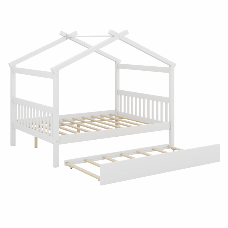 Lit en bois avec couchette, Blanc