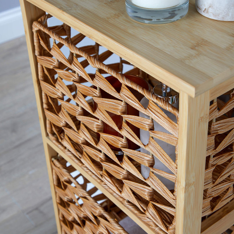 Almeer 3 Rattan Drawer Bamboo Storage Unit