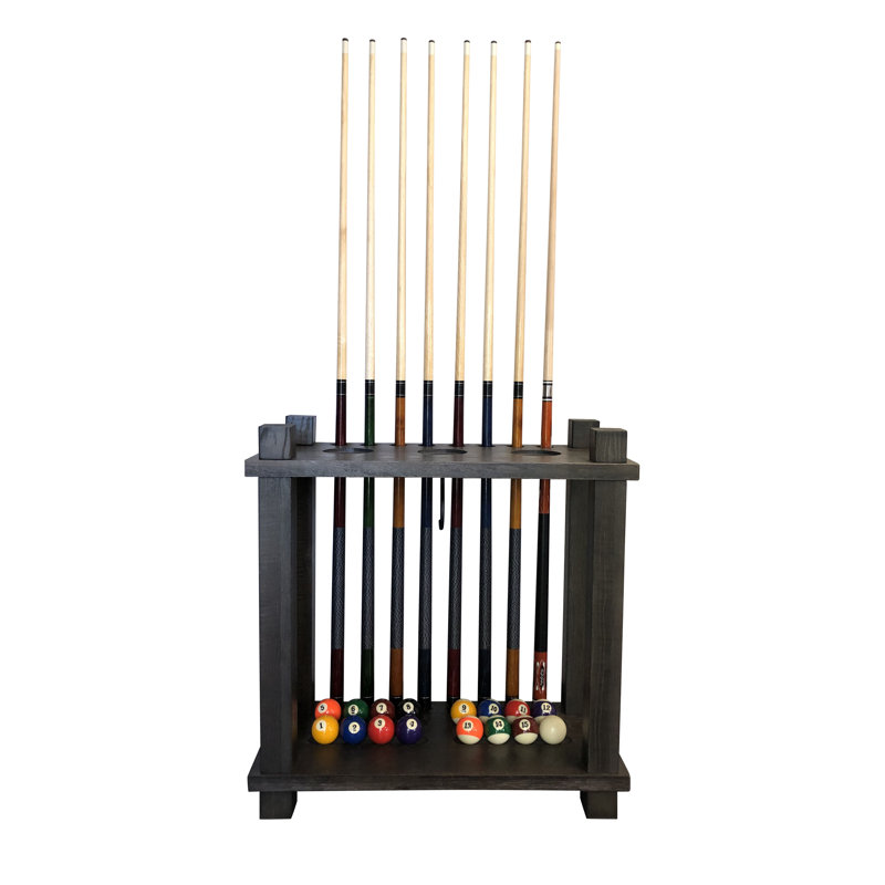 Hardwood 8-cue Billiard Floor Rack, Weathered Fieldstone