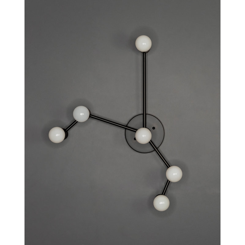 Applique murale articulée à intensité variable à 6 lumières Lira, Noir mat