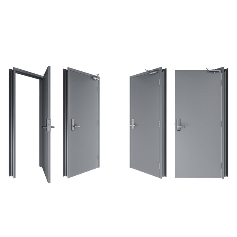 Ensemble de porte commerciale en métal 18G avec cadre 16G et quincaillerie pour droitier en acier inoxydable de 36 po x 84 po Flush Doors Series