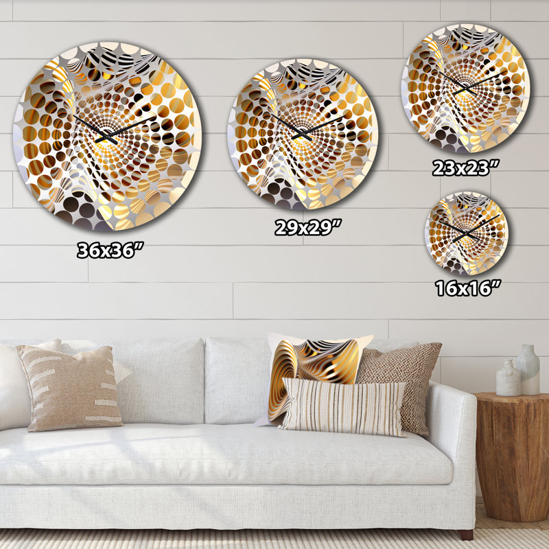 Horloge murale Op-Art Retro Gold, Très grand