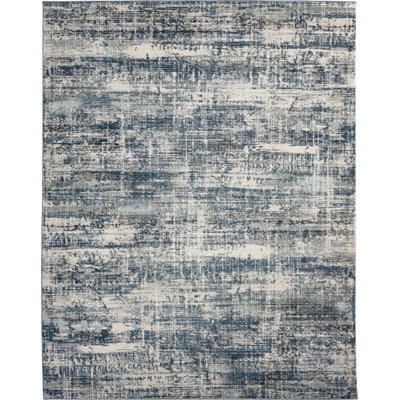 Abstract Area Rug in Blue/Gray/Charcoal