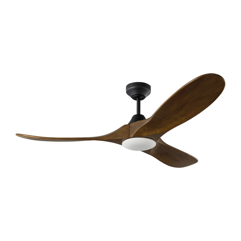 Visual Comfort Fan Maverick Smart 52 LED Indoor Ceiling Fan with Threaded Downrod, Dark Walnut blades and Handheld Remote