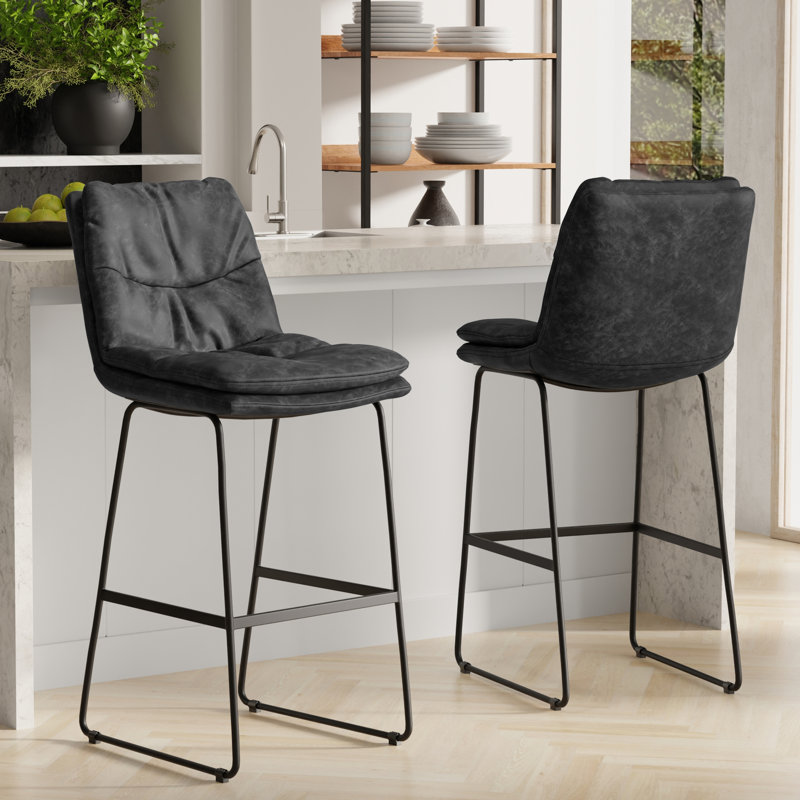 Tabourets de comptoir Danika, Noir, Tabouret de bar (siège d'une hauteur de 29,13 po)