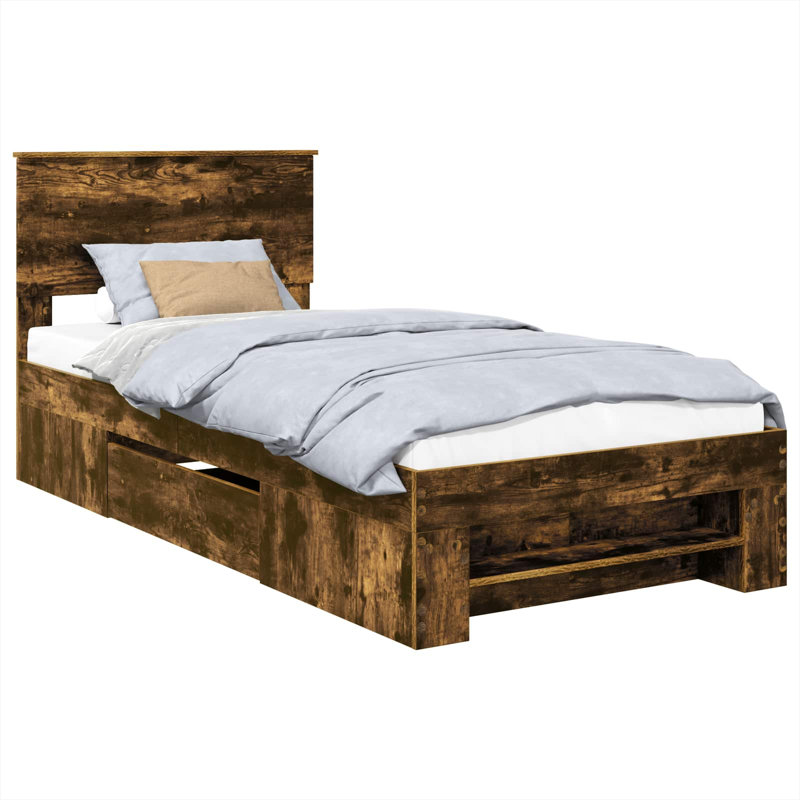 Bed, Smoked Oak, European Single (90 x 200 cm)