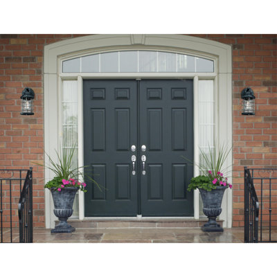 Gerika Black 12.5"" H Seeded Glass Outdoor Wall Lantern -  Breakwater Bay, 32D868477A2F4D669C2B5587B87E58F2