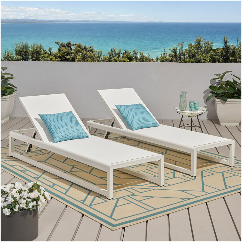 Modesta Chaise Lounge, White