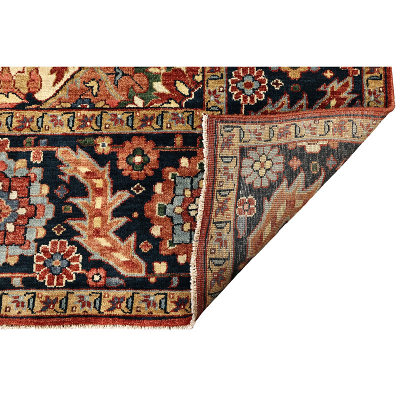 High-Quality Hand-Knotted Red And Blue Area Rug, Rectangle 6' x 9'