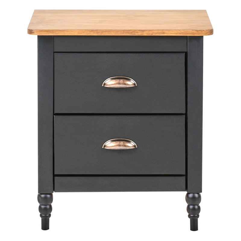 Cimino 46cm W Solid Wood Bedside Table, Brown/Black