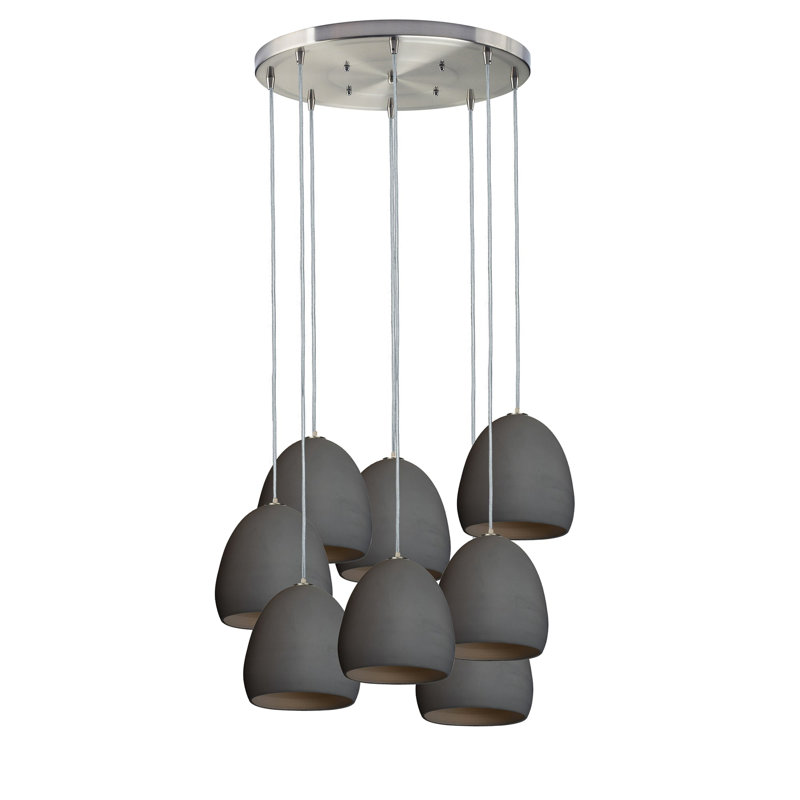 Luminaire en grappe à 8 lumières Clay, DEL, H 96 po, Nickel