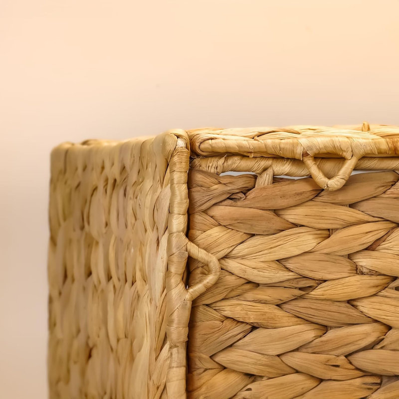 Natural Water Hyacinth Storage Baskets 6-Pack, Handwoven Woven Storage Cubes For Shelves, Foldable Organization Baskets For Bedroom, Living Room, And Home Decor