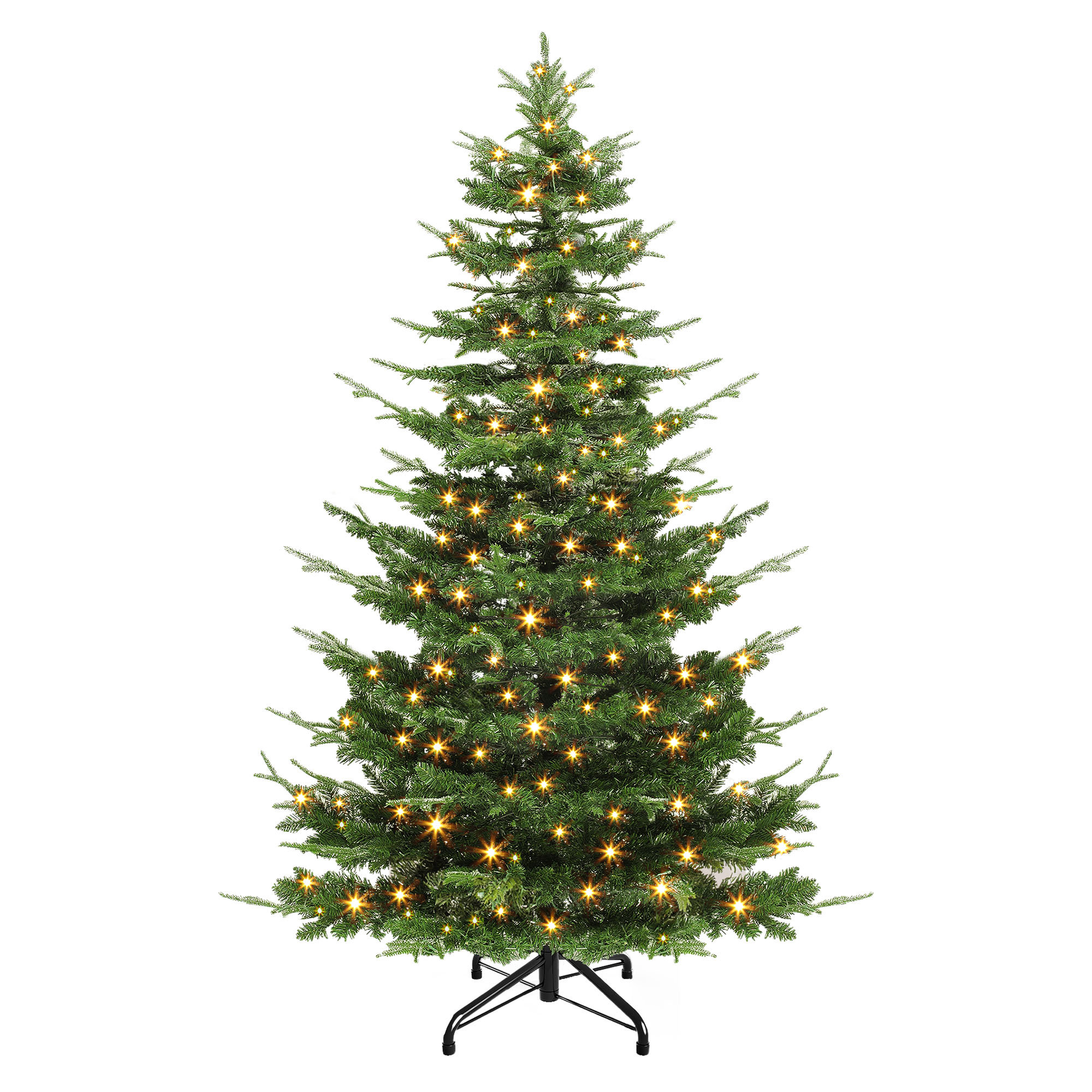 6.5ft / 7.5ft Artificial Fir Christmas Tree with Pre-Installed Lights and Crystal Snow Decoration, 7.5'