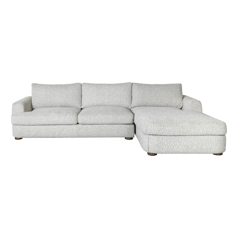Nigell 123 In. Arm Facing Rectangular Sectional Sofa With Round Arms, Gray Polyester, Right Hand Facing