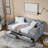 Daybeds | Twin Mid-Century Extendable Daybed with Trundle &amp; Storage Drawers for Bedroom Living Room Guest Room | Grey | Linen