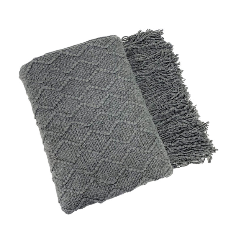 Knitted Throw Blanket, Gray