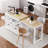 74.5 Inch Rolling Kitchen Island With 27" Extendable Table, 44"X19.75" Island, 2 Drawers, 7 Removable Universal Wheels And 4 Door Cabinet, White Spice Rack,