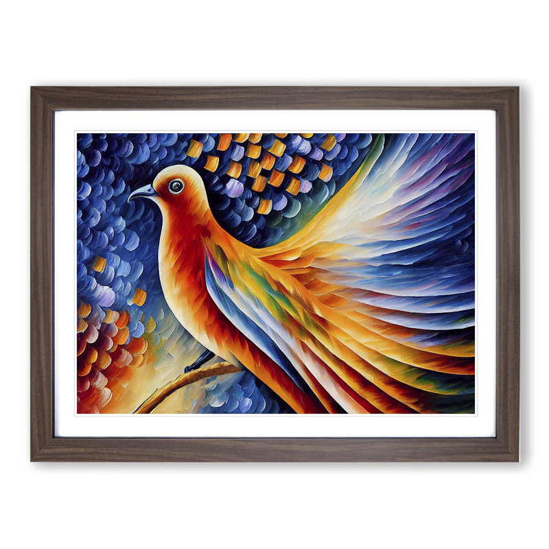 Dove Bird Vol.1 Abstract - Single Picture Frame Print, Walnut Framed, 46cm H x 64cm W x 2cm D