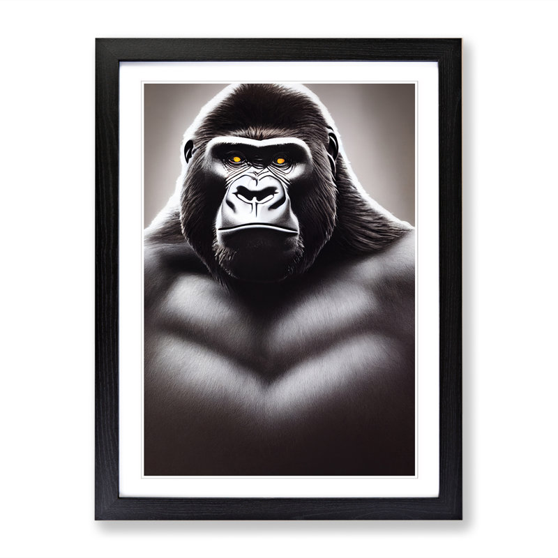 Gorilla Eyes - Picture Frame Print, Black, 46cm H x 34cm W x 2cm D