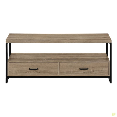 Meuble télé, console de 48 po, meuble multimédia, tiroirs de rangement, salon, chambre à coucher, métal stratifié, contemporain, moderne