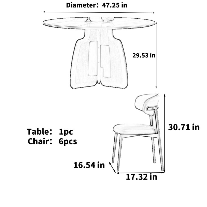 Table ronde en pierre frittée légère de luxe, H 29,53 po x L 47,25 po x l 47,25 po
