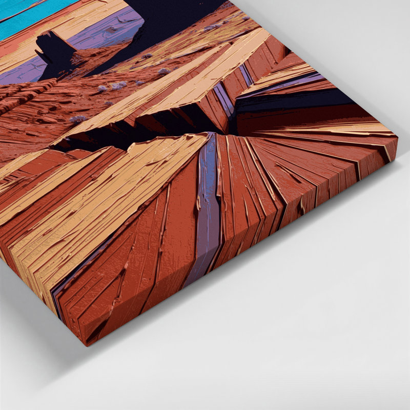 «Southwestern Patterns Mesa Lines 217», art mural sur toile brune, H 12 po x l 18 po