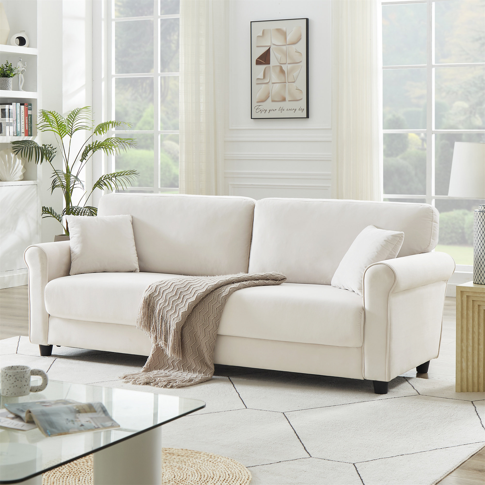 White 3 seater cheap sofa