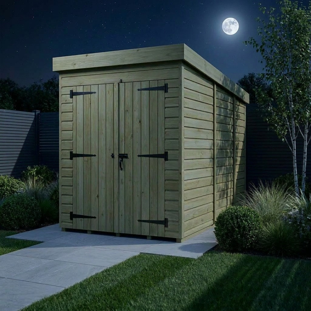 Total Sheds 4ft x 9ft Pent Garden Shed - Double Door - No Windows - Pressure Treated Timber - UK Manufactured