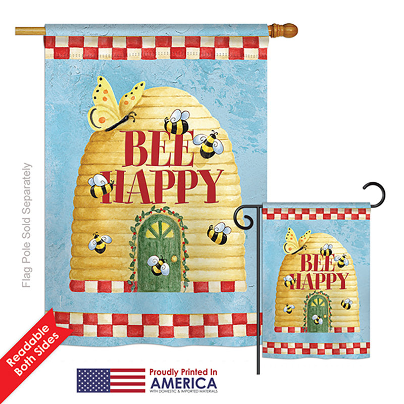 Ensemble de drapeaux en polyester 40 po x 28 po Soyla Bee Happy Hive