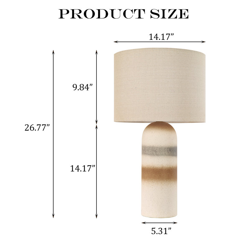 Lampe de table en céramique Kurtina, Blanc, brun