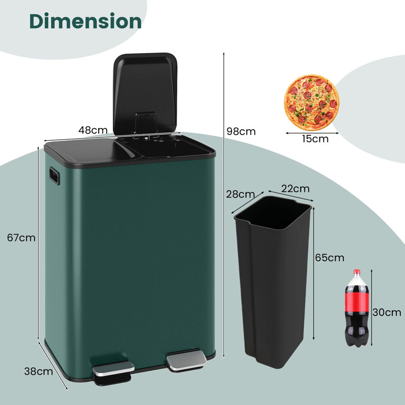 Step On Kitchen Trash Can - 60L, Green