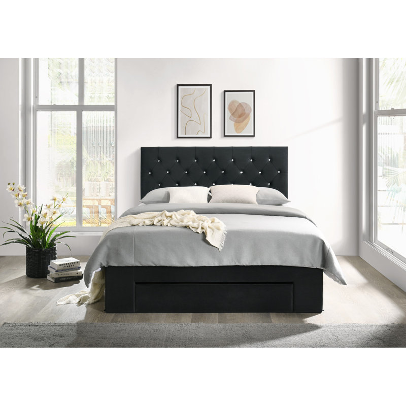 Aerilyn Upholstered Storage Bed, Black, Double (4'6)